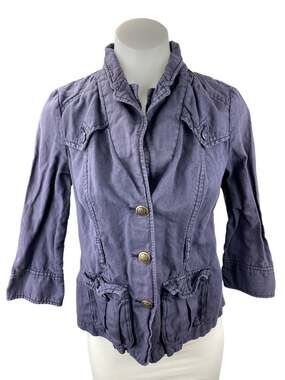 Daughters of the Liberation Womens Blue Long Sleeve Button Up Coat Jacket Size S
